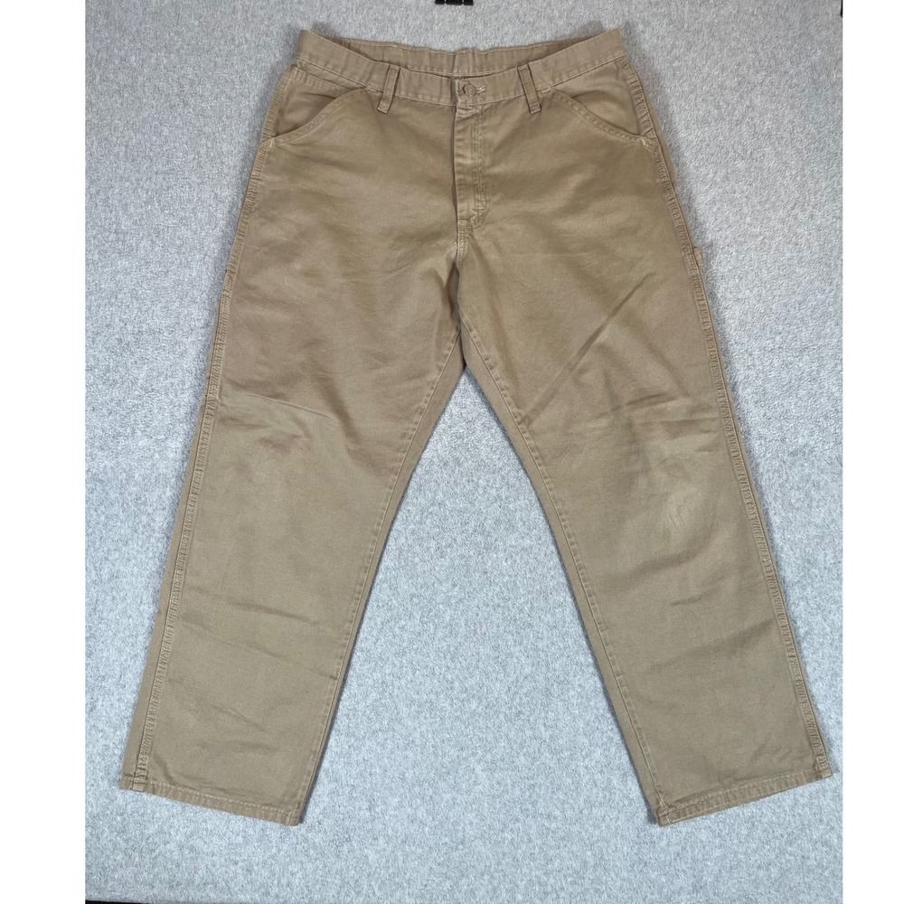 Wrangler Originals Mens Tan Khaki Carpenter Pants 94OR0BH 34x29 Cotton Canvas